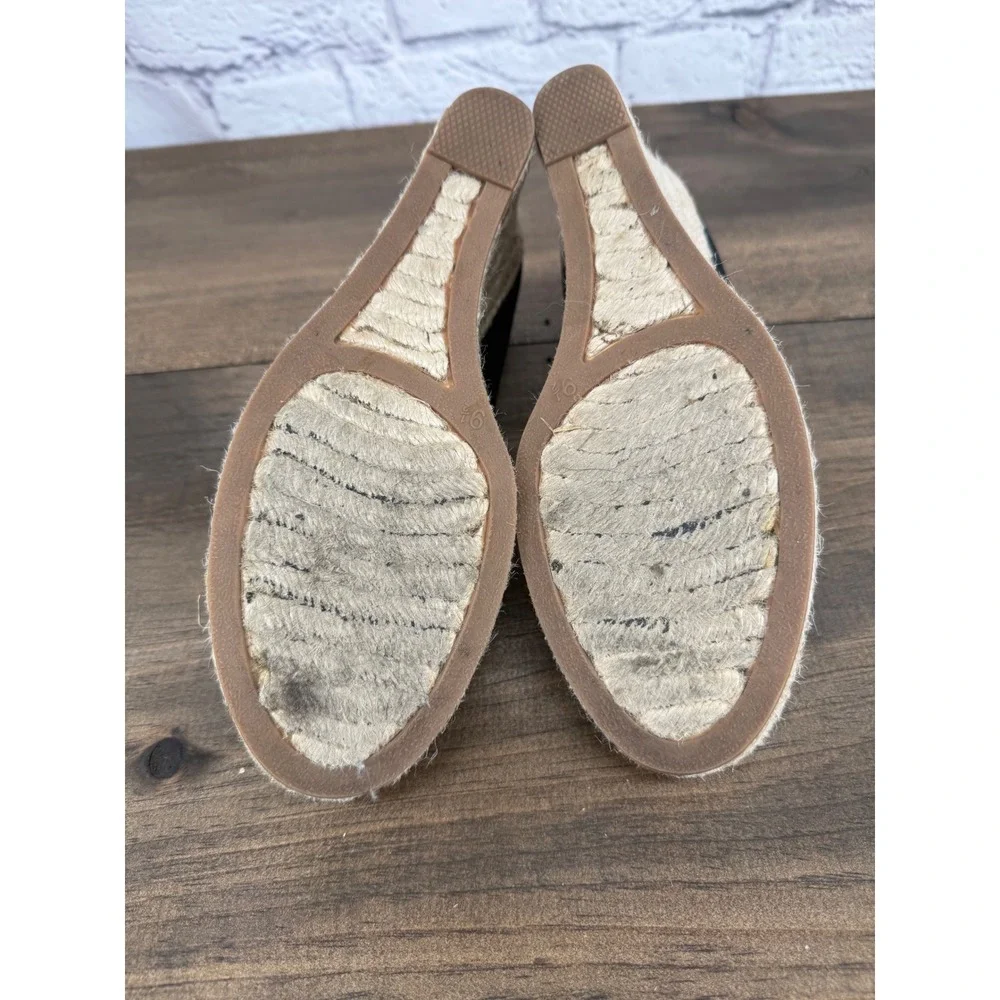 J.Crew Womens Black Canvas Espadrille Wedge Shoes 9.5 Coastal Beachy Resortwear